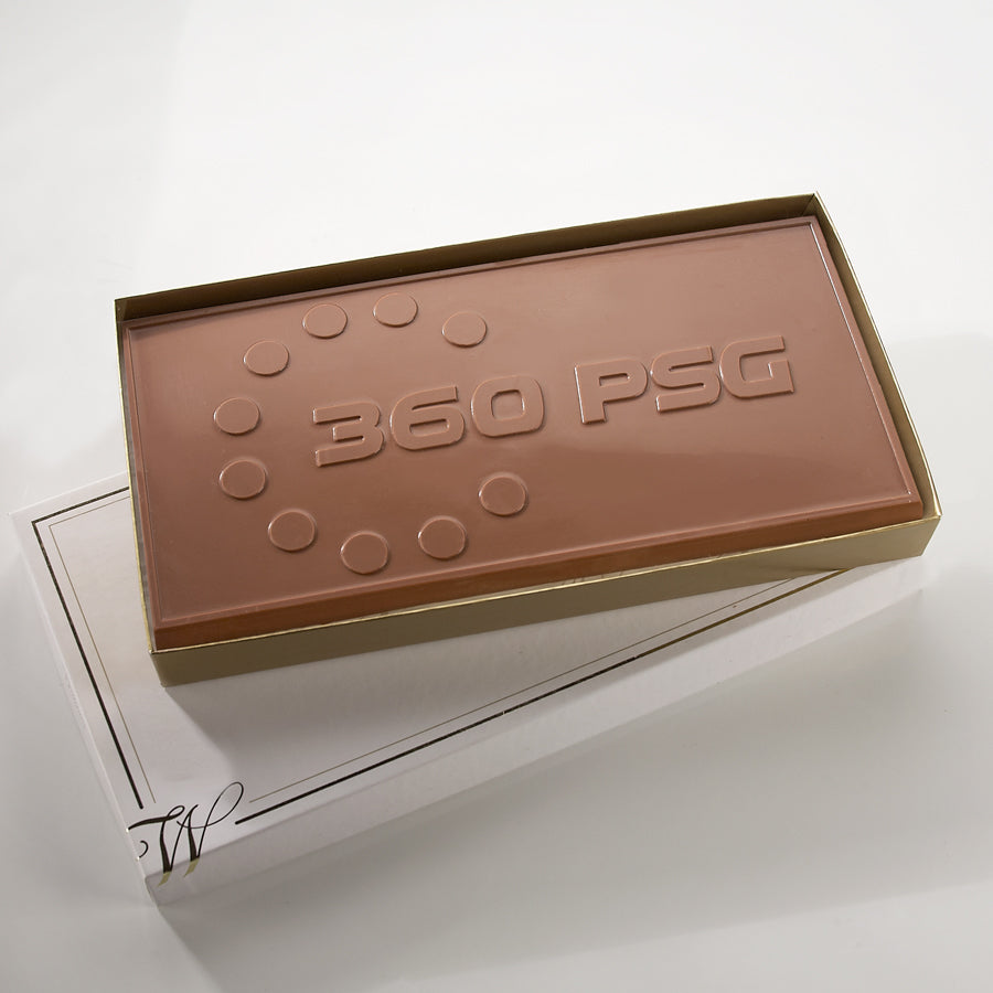 360 PSG logo on a chocolate bar