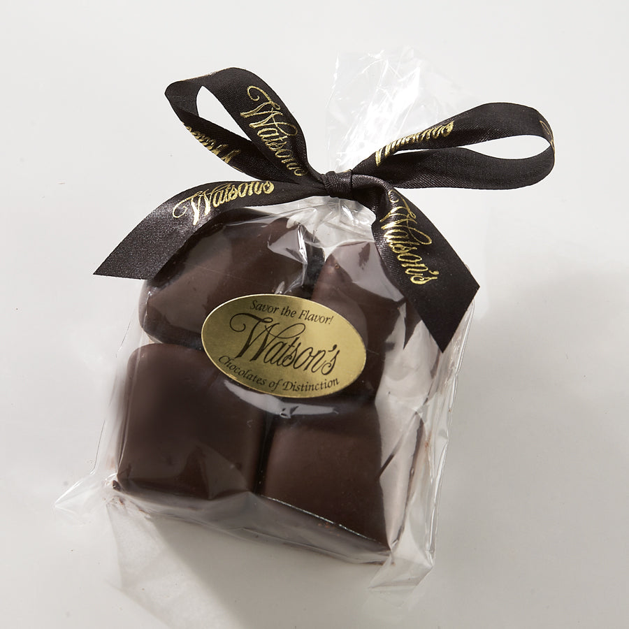 Packaged 4-piece dark chocolate sponge candy