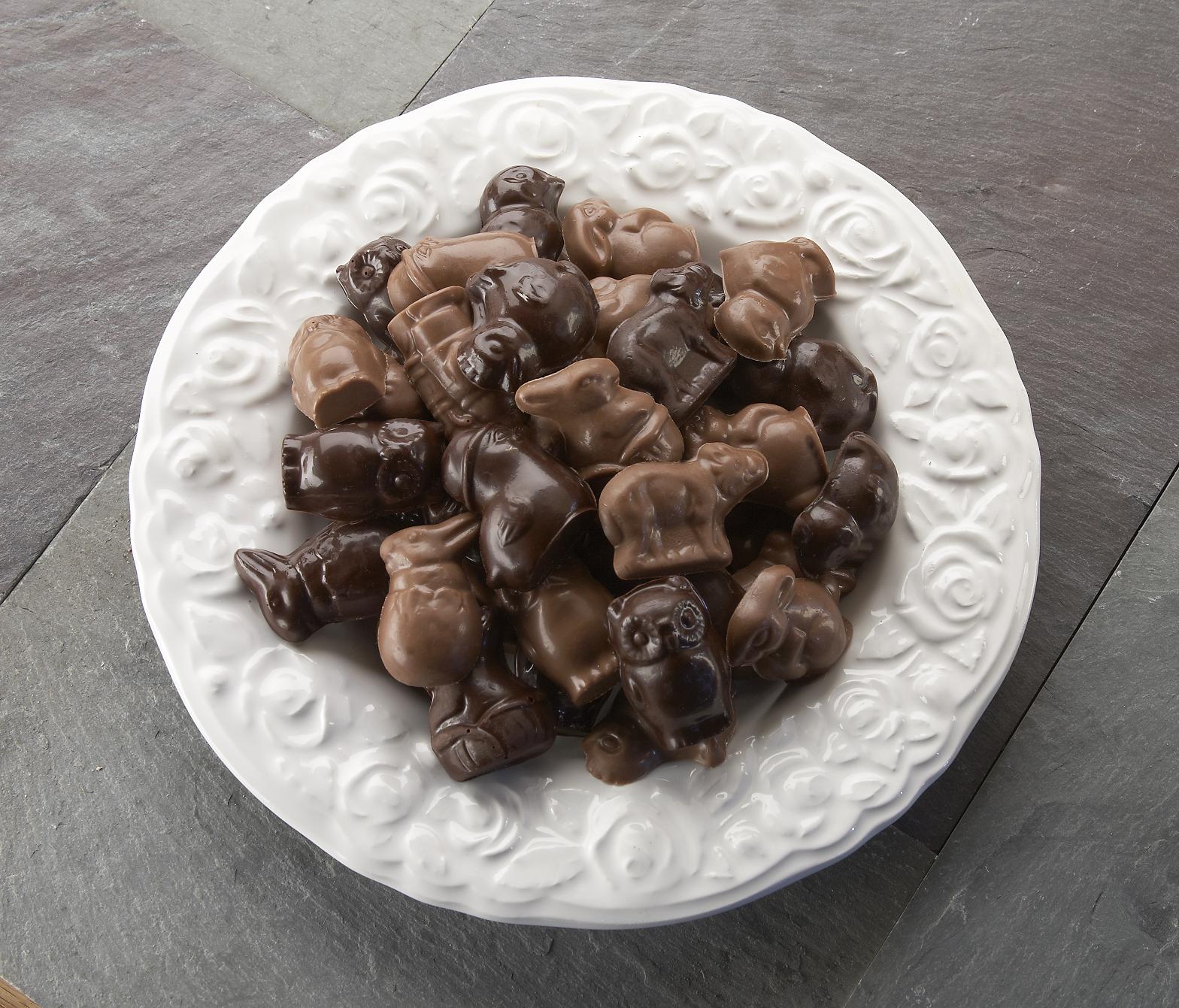 Various easter-theme shaped chocolates