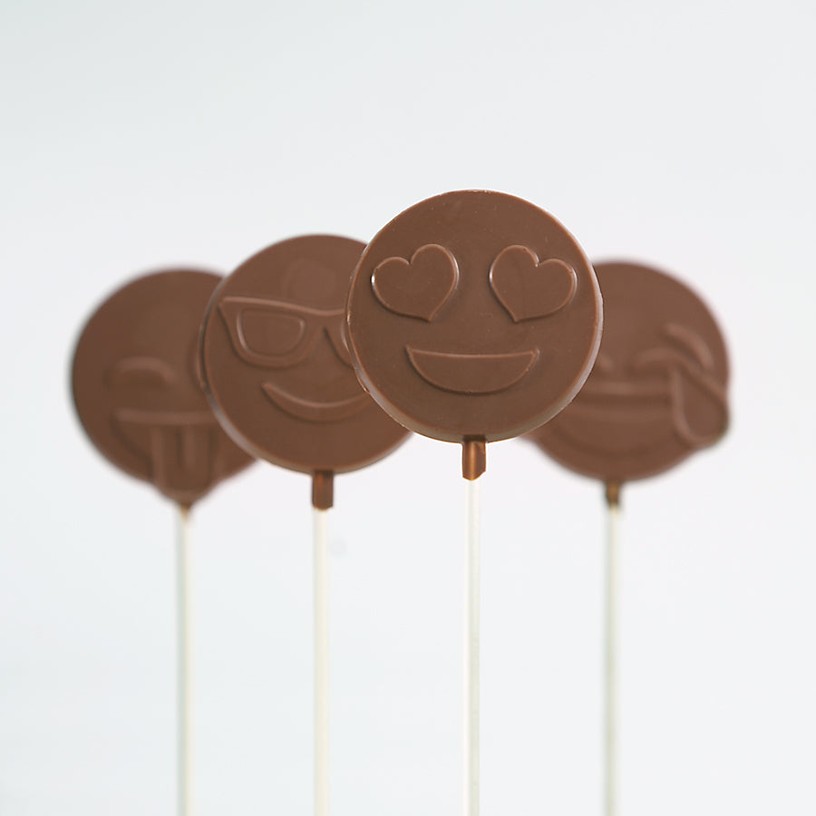 various chocolate emoji suckers