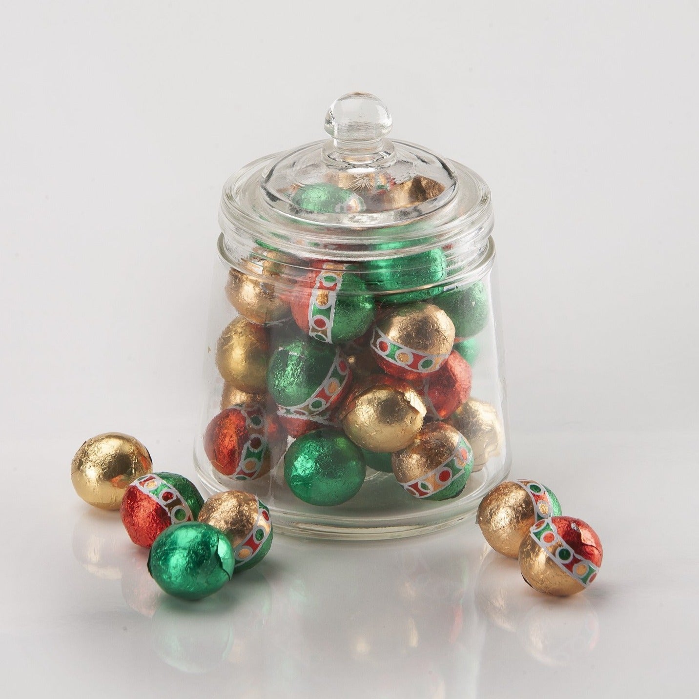 milk chocolate foiled Christmas ornaments