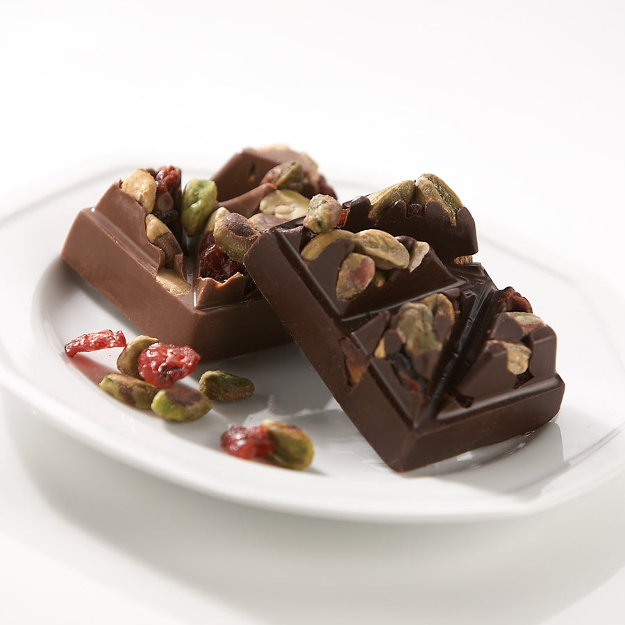 Pistachio Cranberry Milk and Dark Chocolate Bar