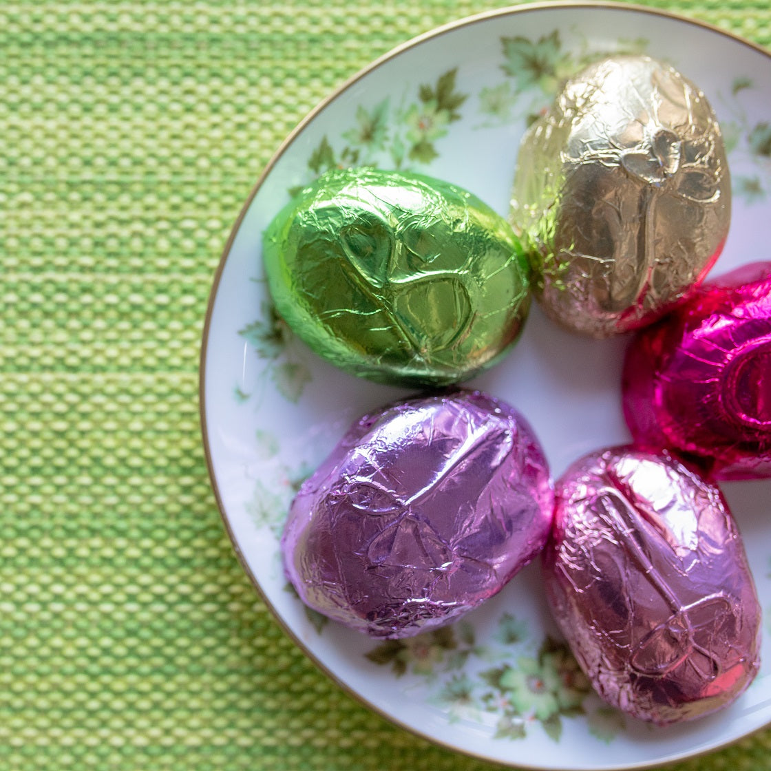 easter cream eggs wrapped in different colored foils